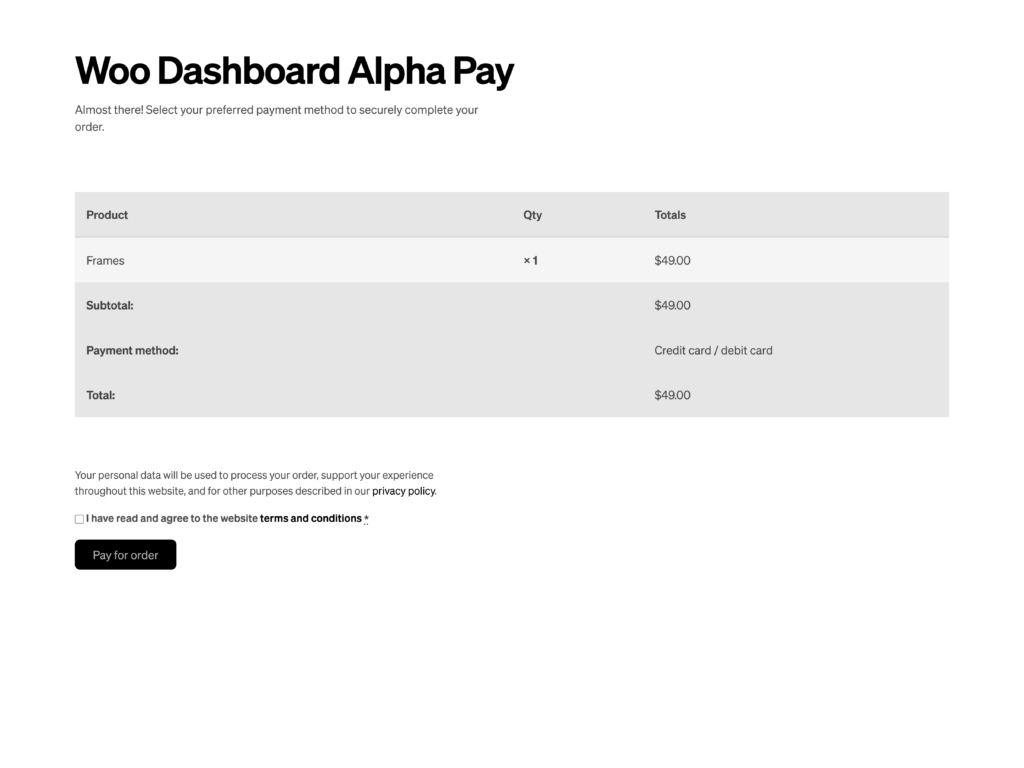 Woo Dashboard Alpha Pay