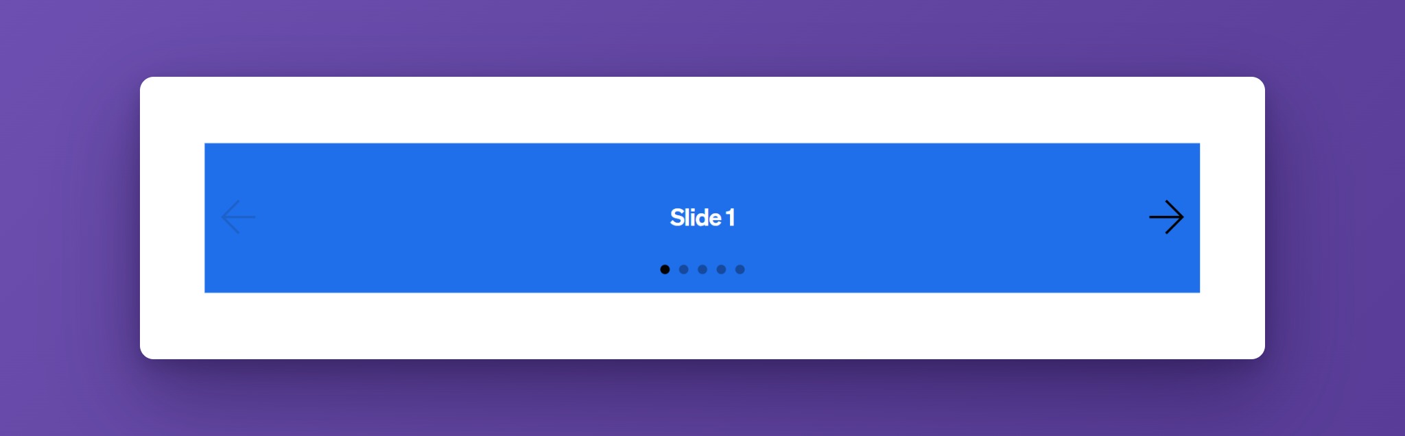 A slider with one slide visible, arrows on both sides and dots below
