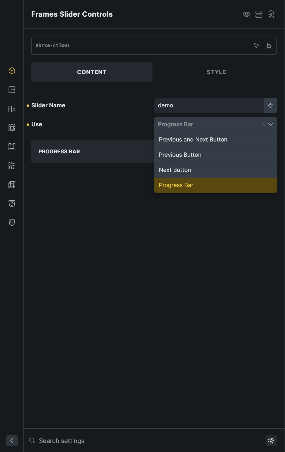 Progress bar controls