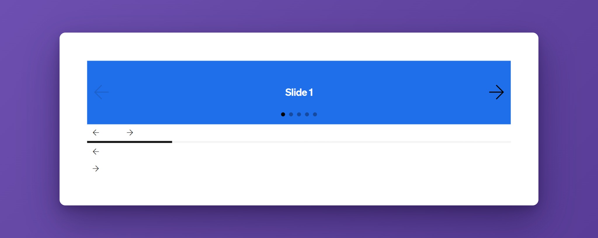 Slider controls: previous and next, progress bar, previous only, and next only