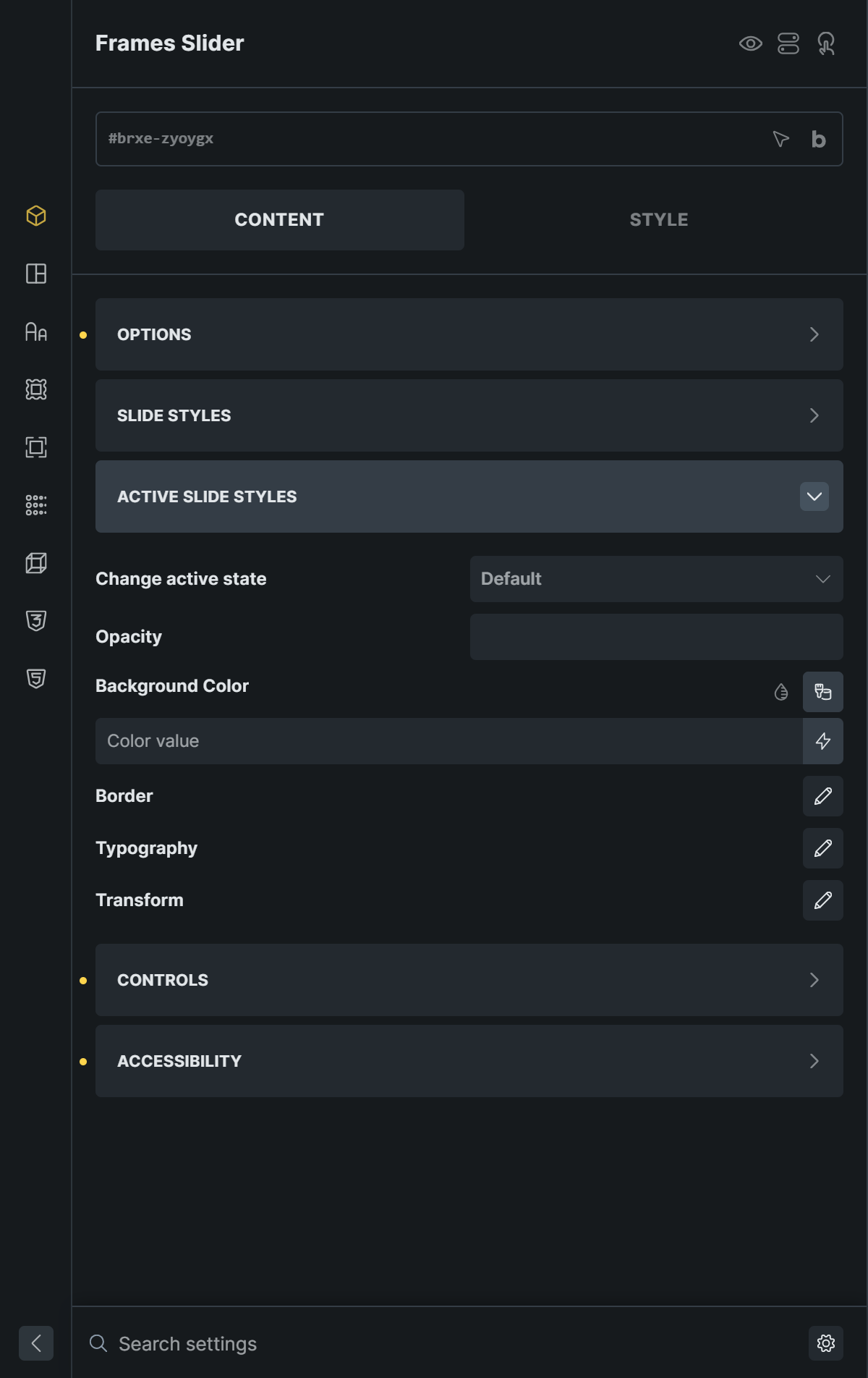 Active slide styles