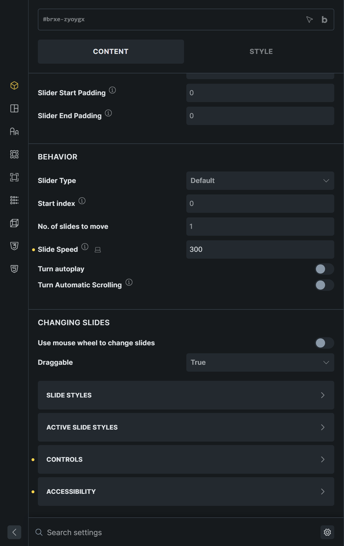More behavior settings