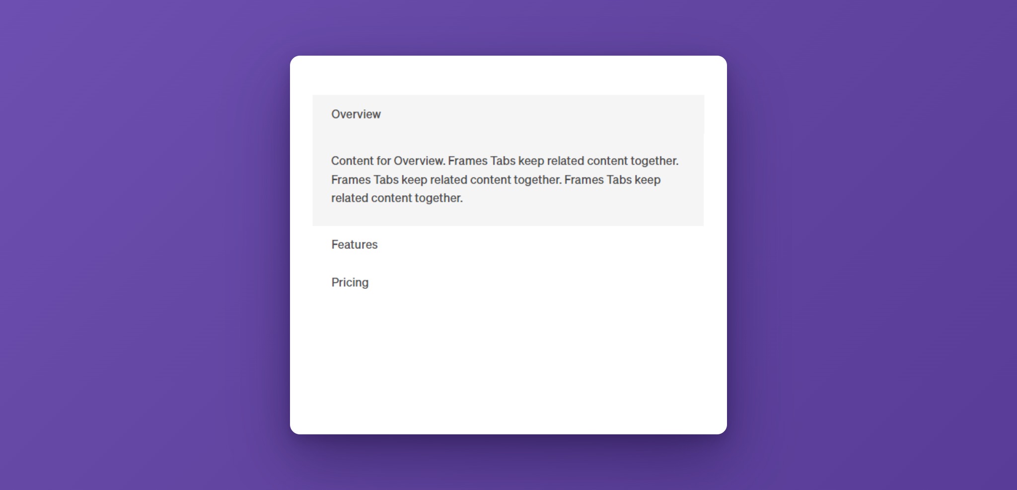 The tabs shown as an accordion on a small screen