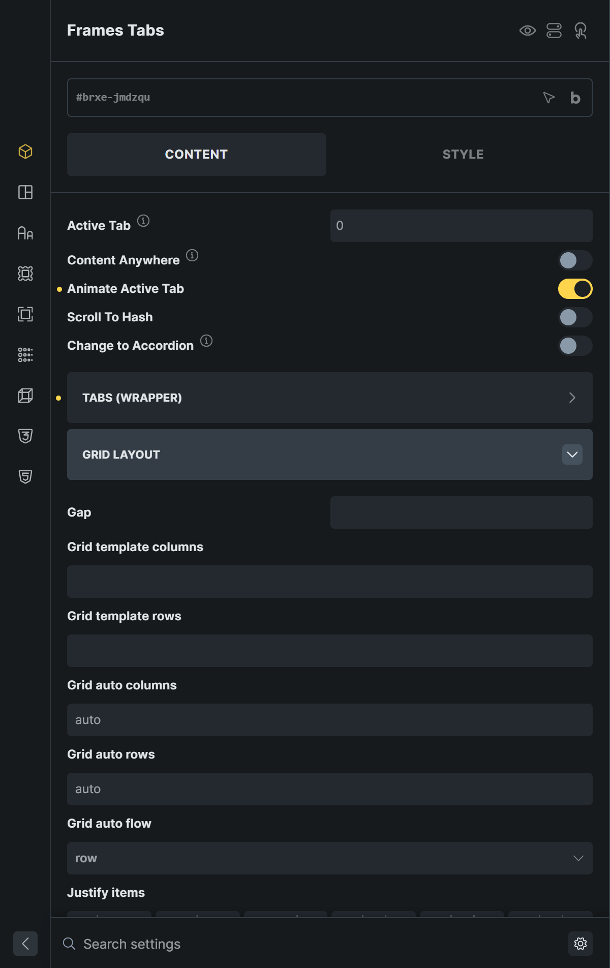 Grid layout controls