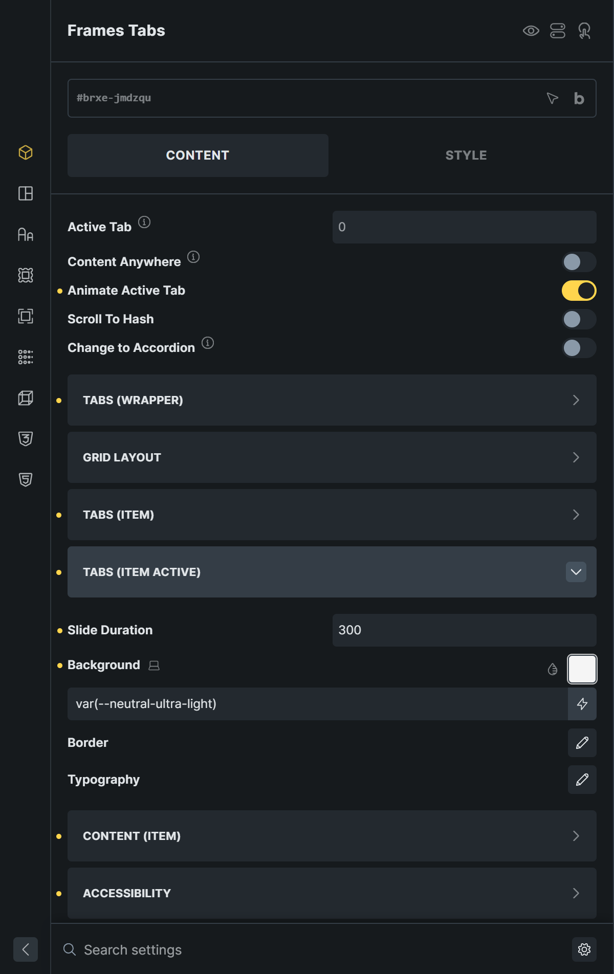 Active tab styling