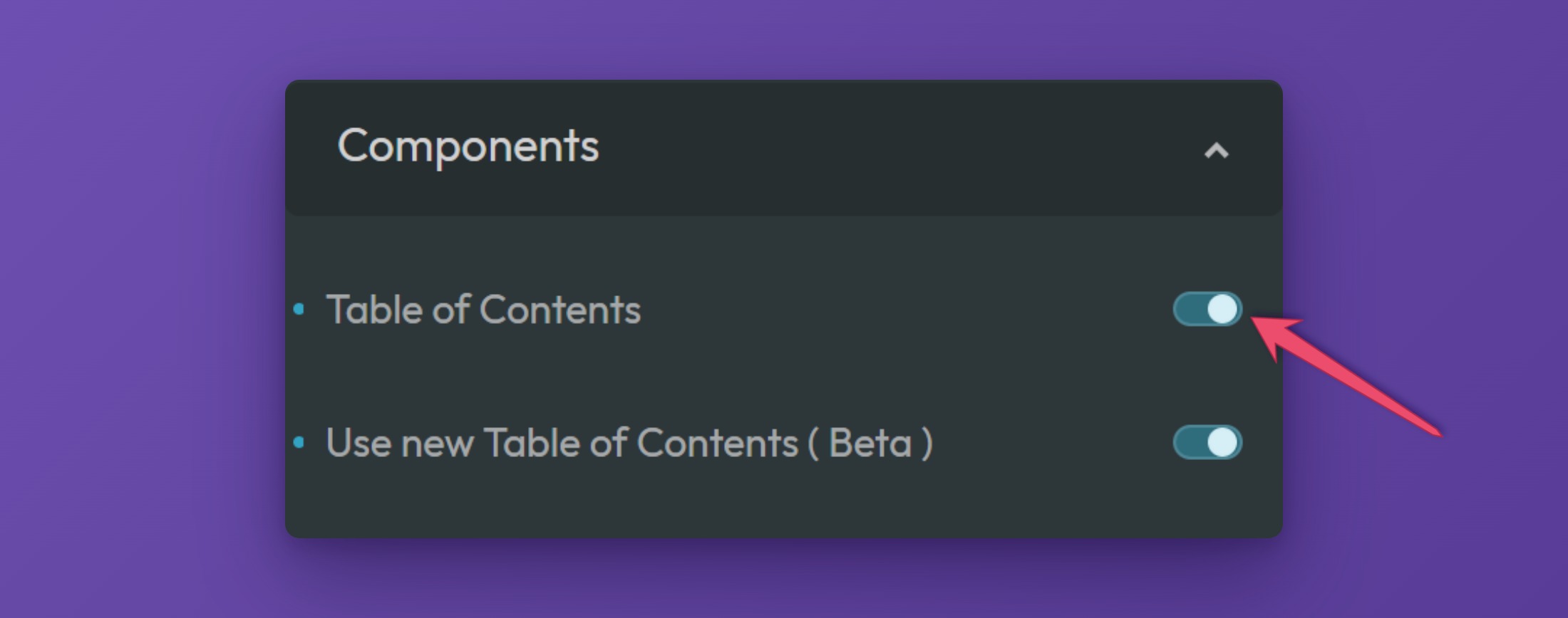 ACSS dashboard, Frames tab, Components panel