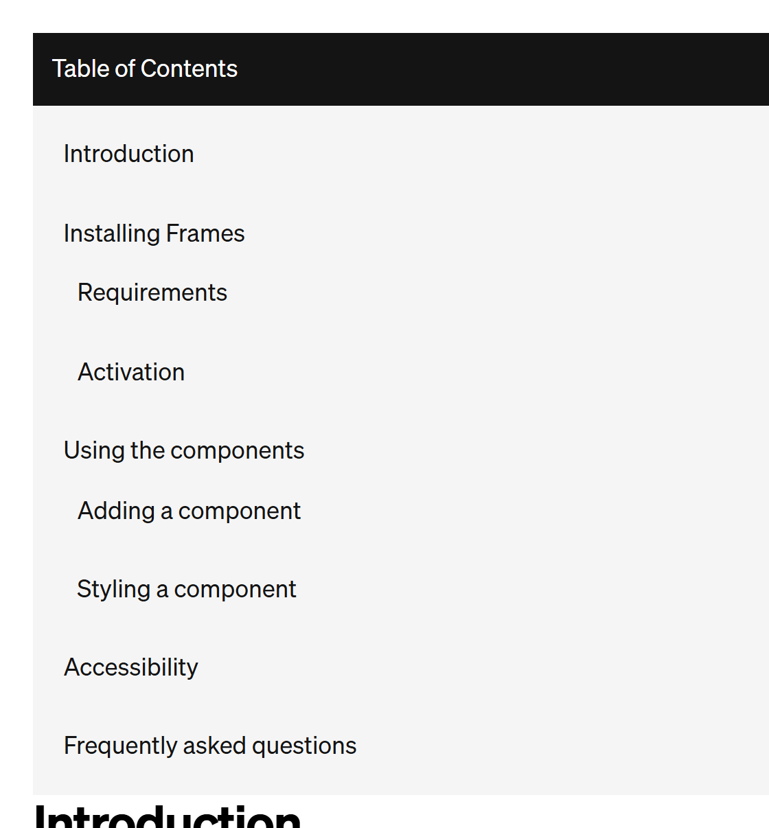List type and sub-list type set to None, accordion off