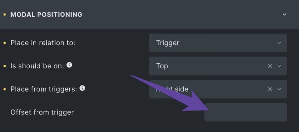 Modal Offset Inputs